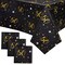 3 Pack 50th Birthday Tablecloth for Party Decorations, Plastic Table Covers for Anniversary (Black, Gold, 54 x 108 In)